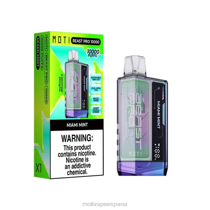 MOTI Vape Review - MOTI Beast Pro vaporizador desechable (5%, 10000 inhalaciones) menta de miami FB2F48