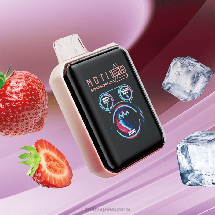 MOTI Vape Near Me - MOTI Triplus Vape desechable de 20k (5%, 20000 inhalaciones) hielo de fresa FB2F9