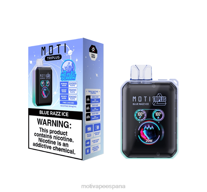 MOTI Vape Recargable España - MOTI Triplus Vape desechable de 20k (5%, 20000 inhalaciones) menta de miami FB2F5